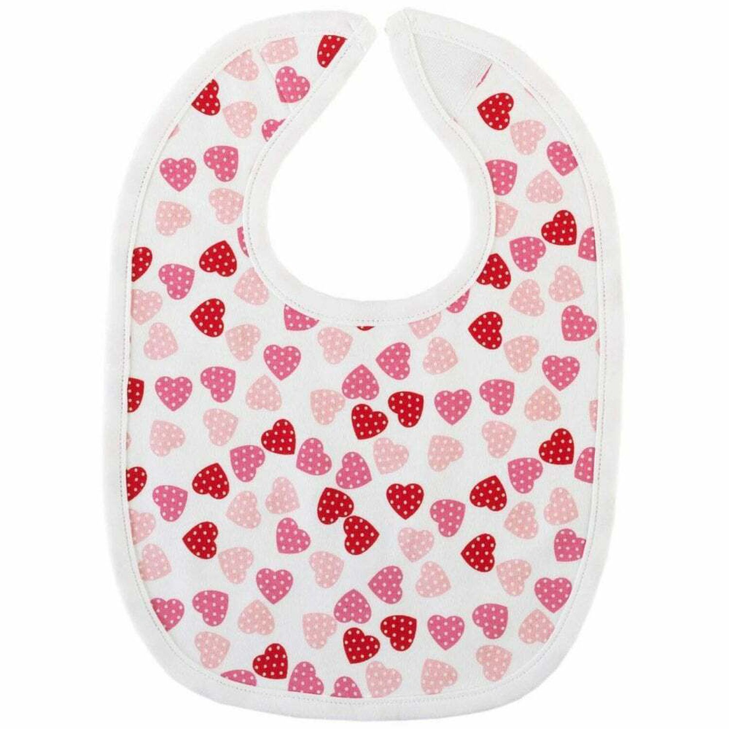 Baby Girls White Heart Bib, 1, hi-res image number null