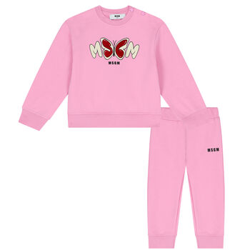 Younger Girls Pink Logo Tracksuit