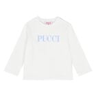 Younger Girls White Logo Long Sleeve Top, 1, hi-res