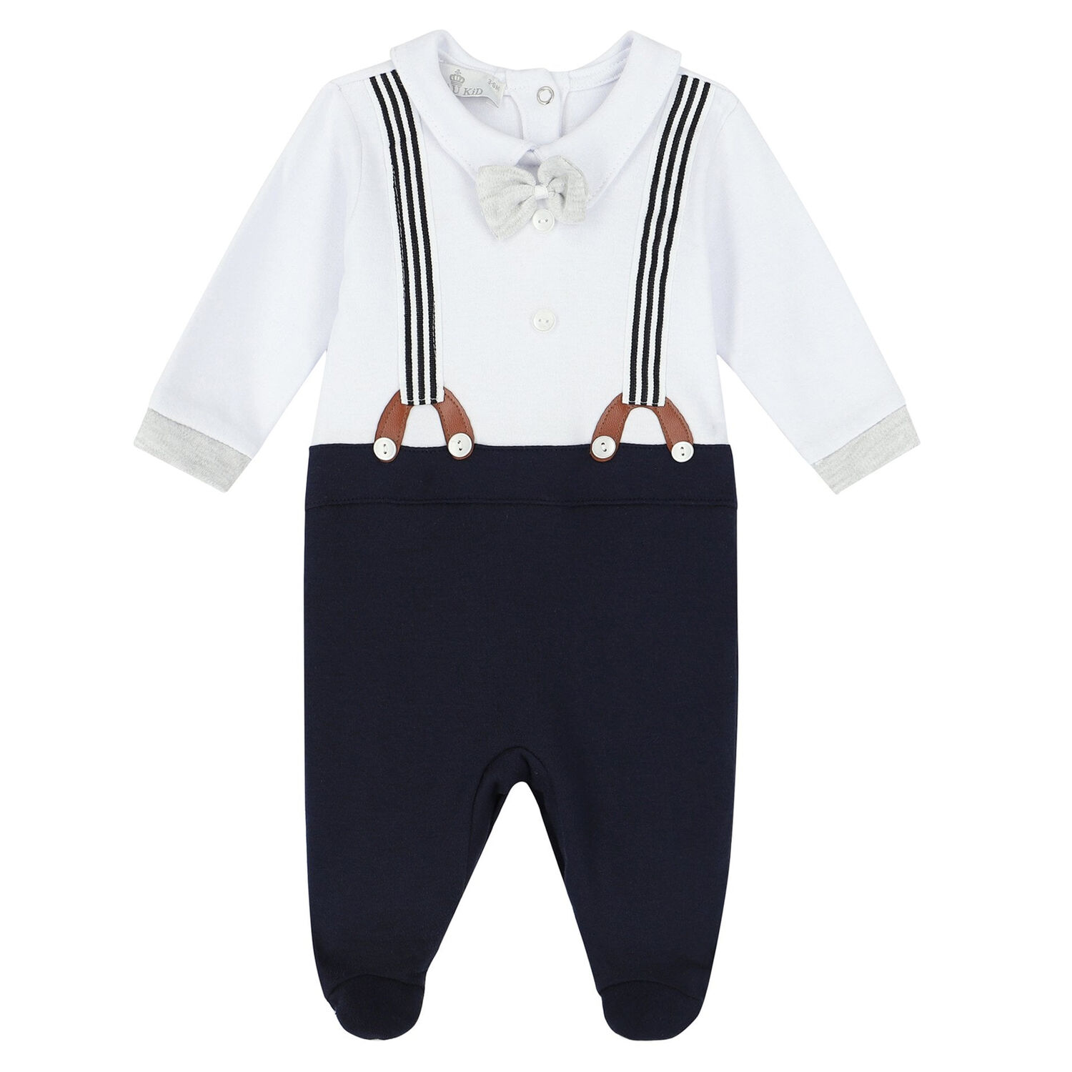 Baby Boys Navy & White Babygrow, 1, hi-res image number null