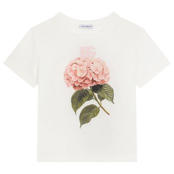 Girls Ivory Flower Logo T-Shirt