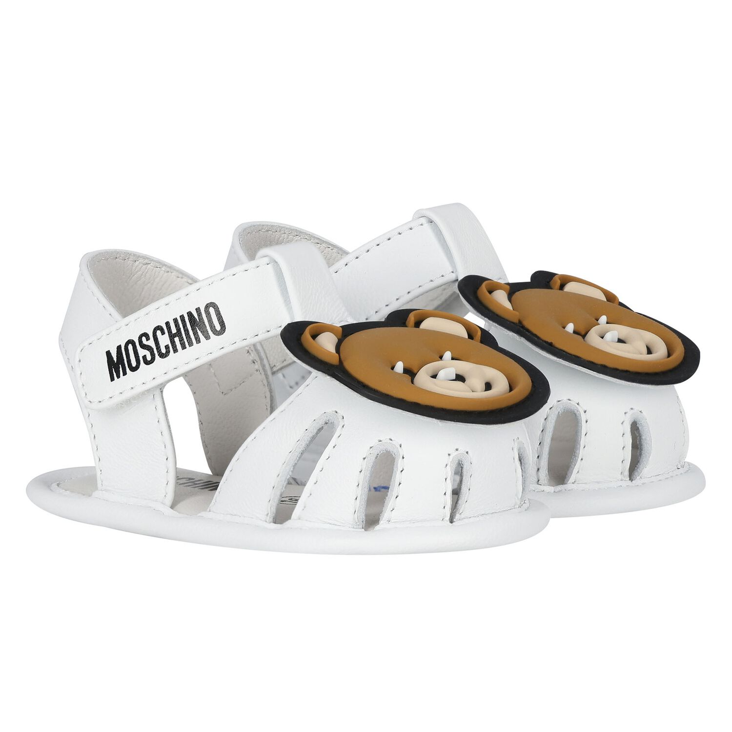 White Teddy Bear Baby Sandals, 1, hi-res