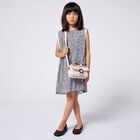 Girls White & Black Logo Pleated Dress, 1, hi-res