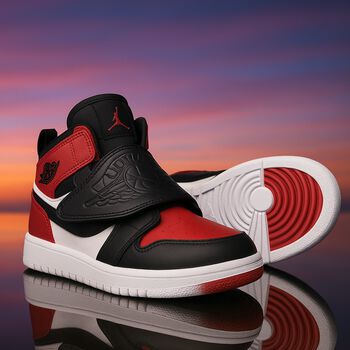 Black, Red & White Sky Jordan 1 Trainers