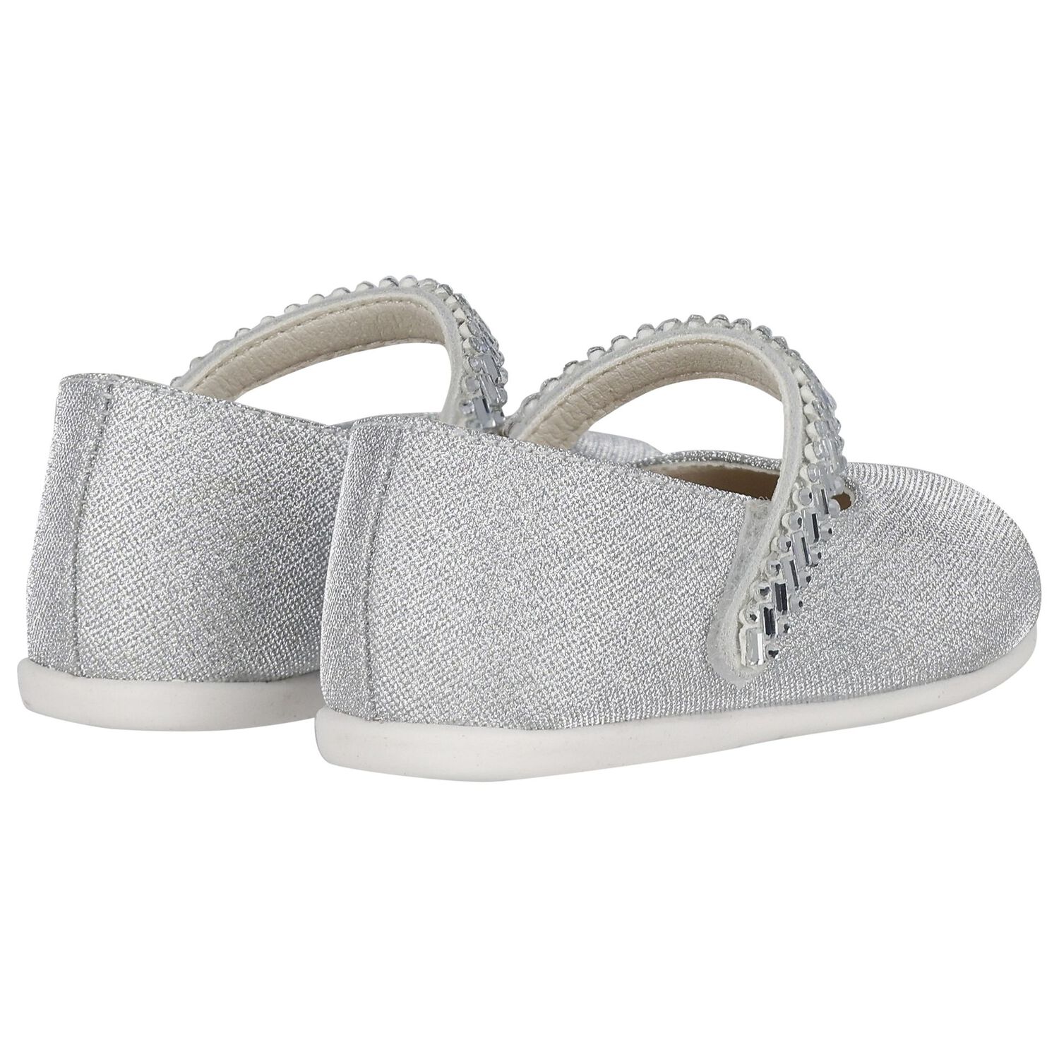 حذاء فضي للبنات مزين بكريستالات سواروفسكي باللون الفضى, 1, hi-res