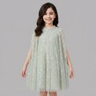 Girls Green Sequin & Star Tulle Cape Dress, 1, hi-res