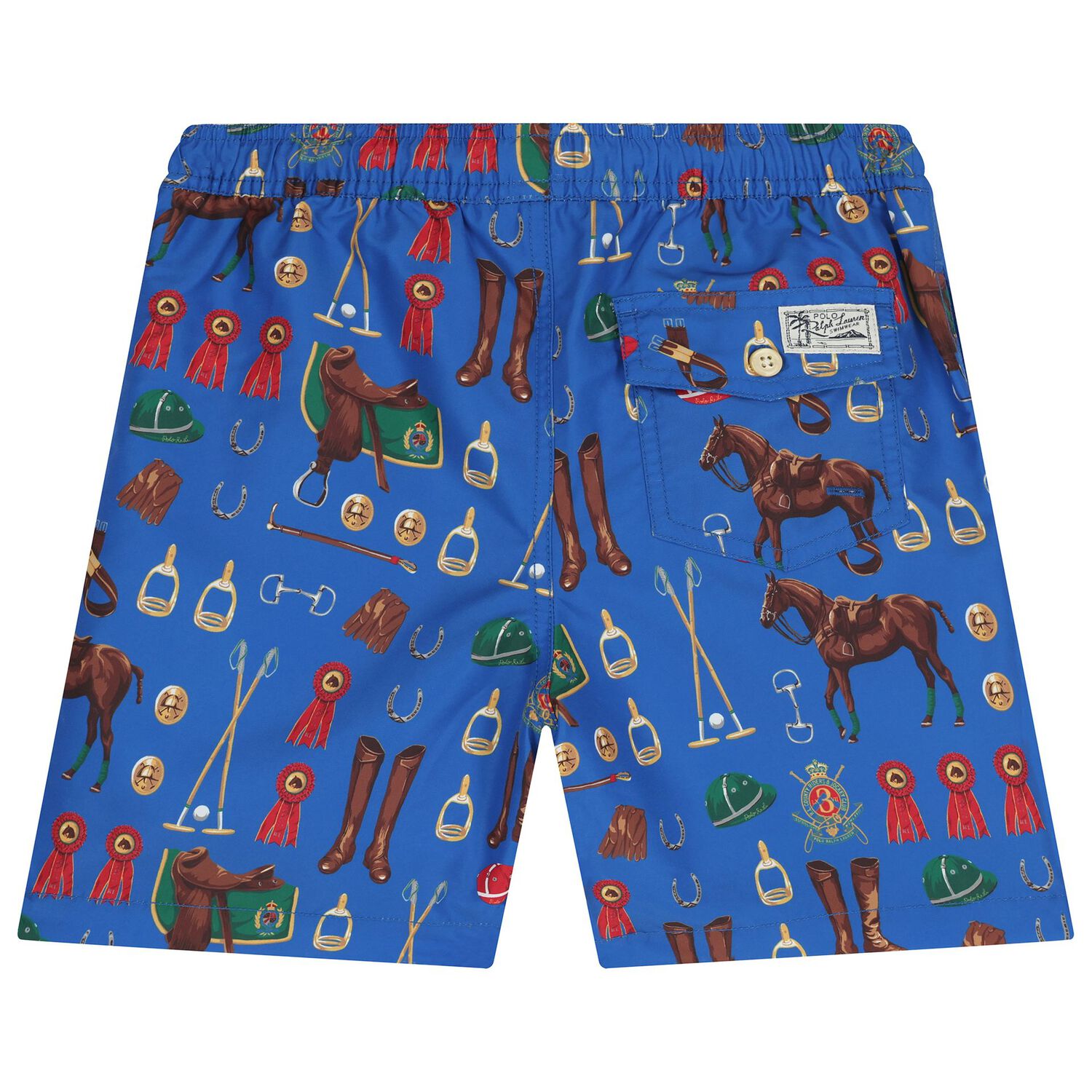 Boys Blue Polo Swim Shorts, 1, hi-res