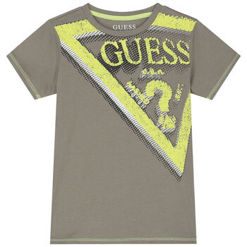 Boys Khaki Green Logo T-Shirt