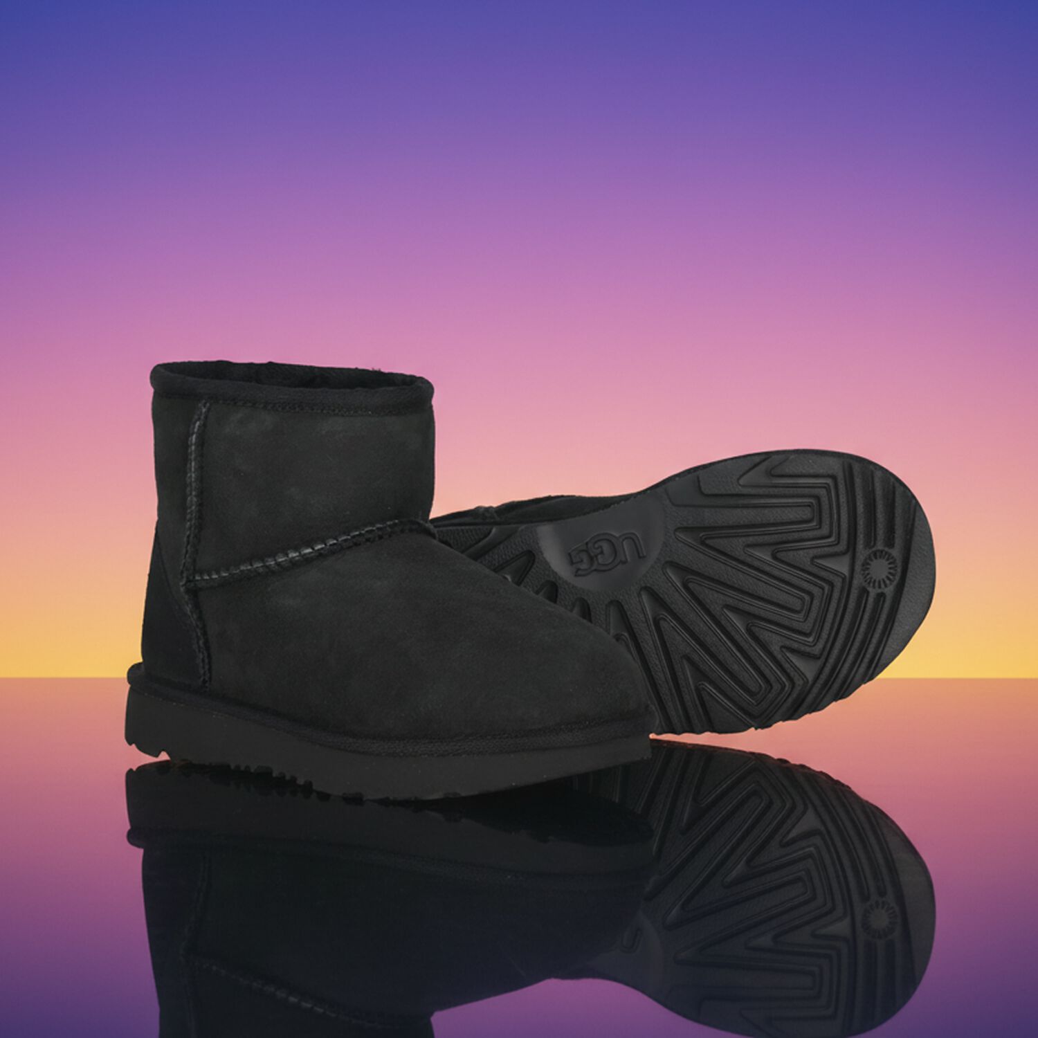 Black Classic Mini II Suede Boots, 1, hi-res