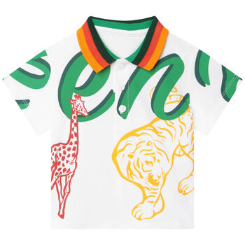 Younger Boys White Logo Polo Shirt