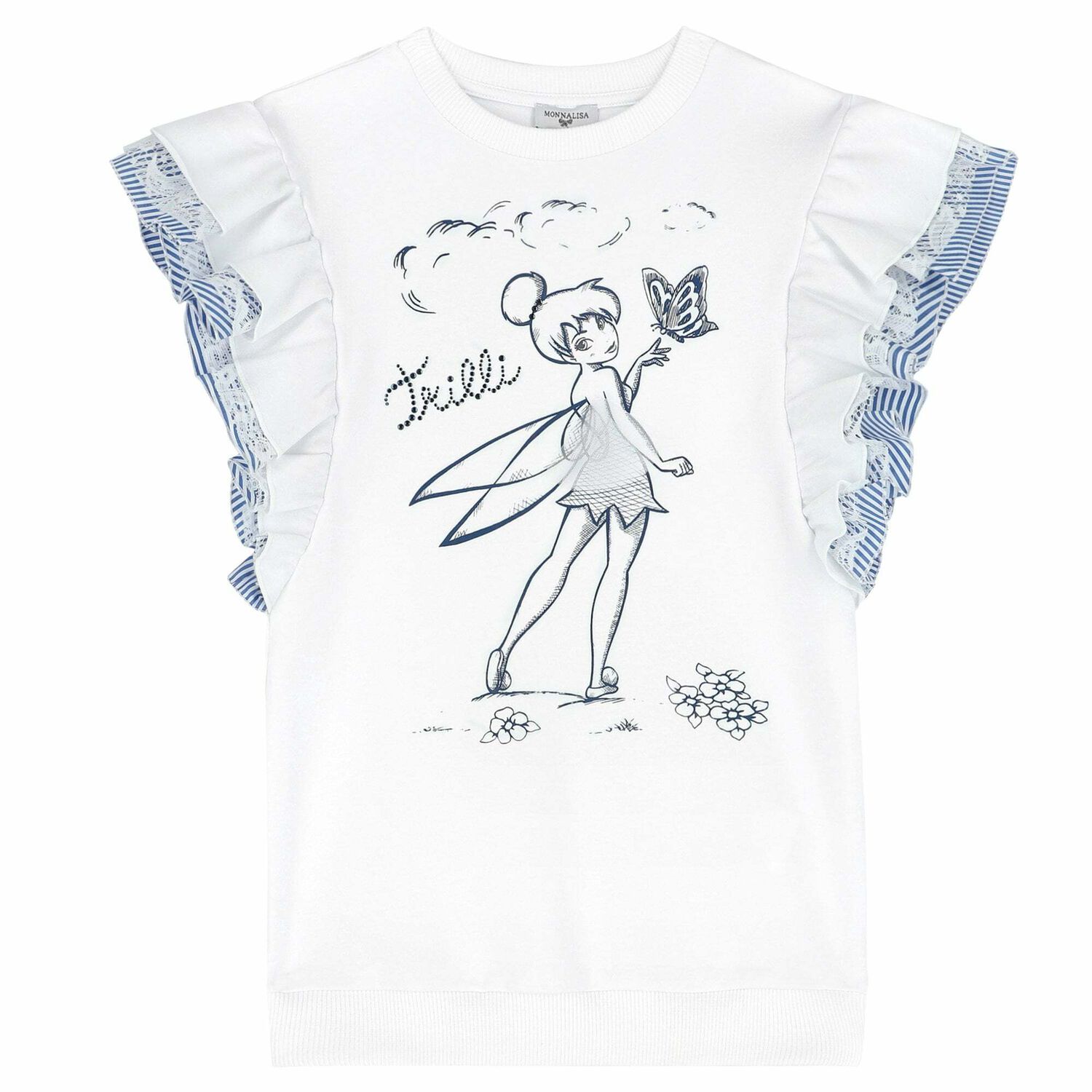 Girls White & Blue Tinker Bell Jumper Dress, 1, hi-res image number null