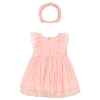 Younger Girls Coral Tulle Dress Set