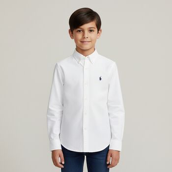 قميص بالشعار باللون الابيض للاولاد