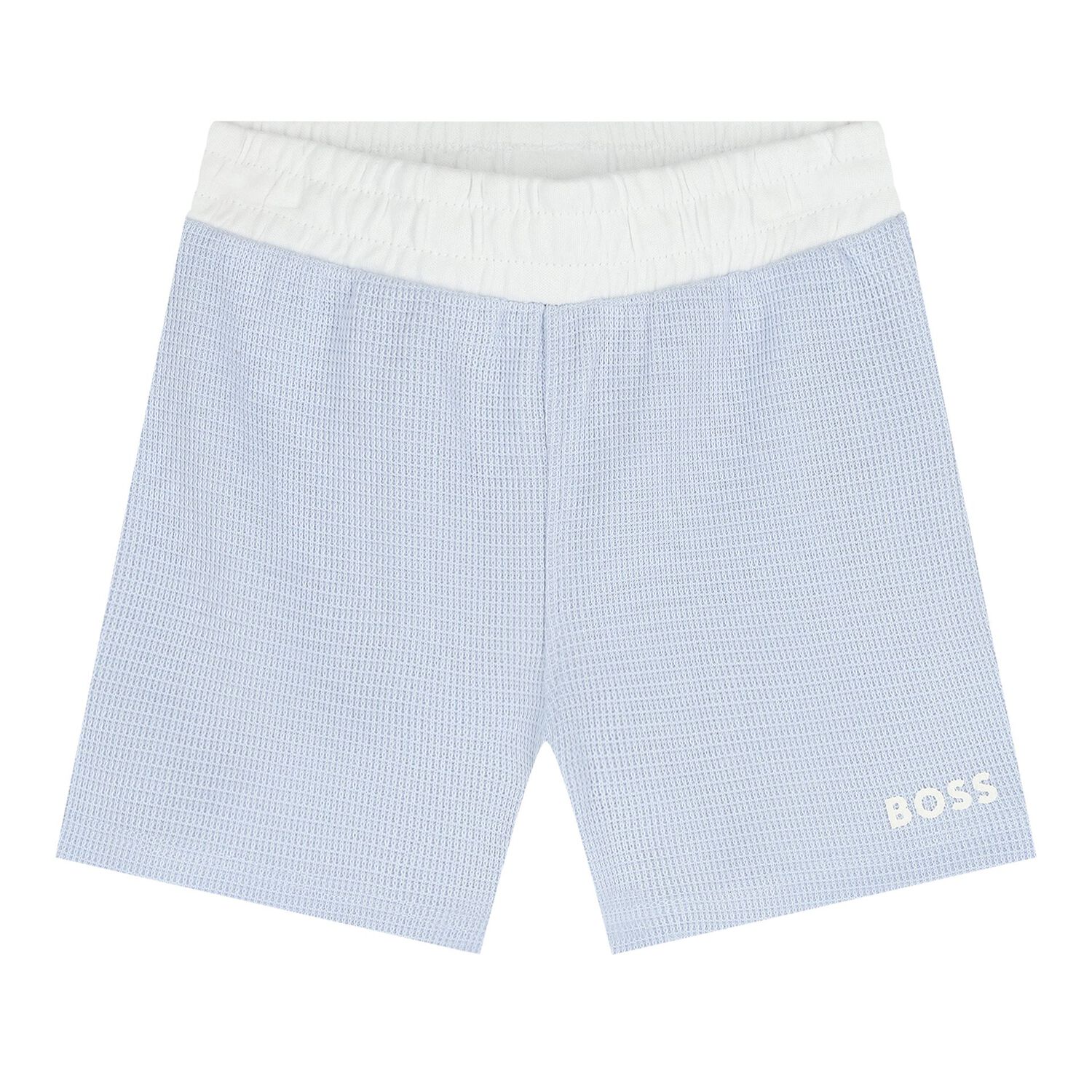 Baby Boys White & Blue Knitted Shorts Set, 2, hi-res