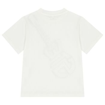 تيشيرت بشعار جيتار باللون العاجي للأولاد