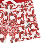 Baby Boys White & Red Majolica Shorts, 1, hi-res