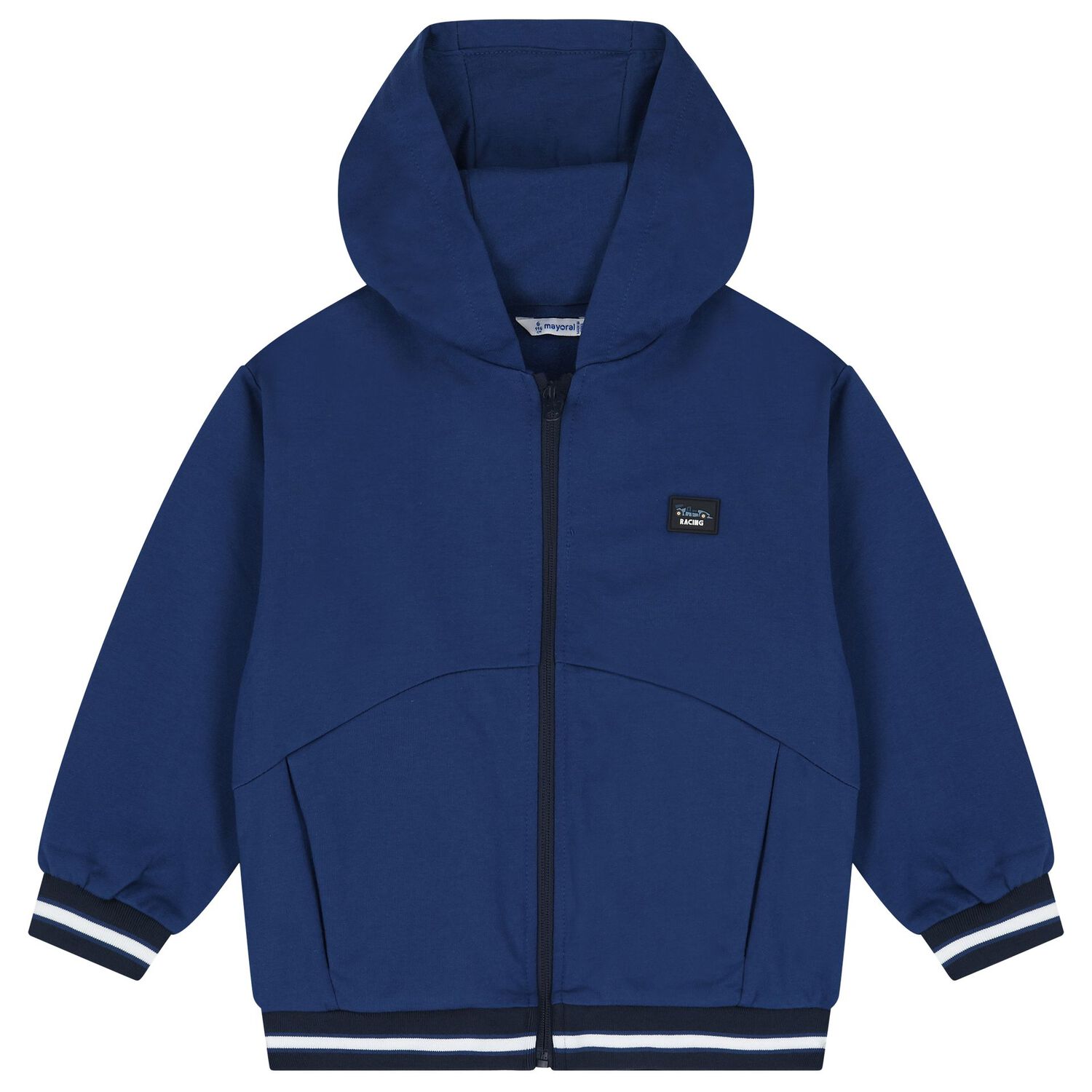 Boys White, Blue & Navy Blue Racing Car Tracksuit ( 3 Piece ), 2, hi-res