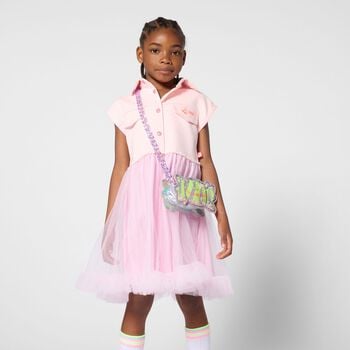 حقيبة يد بالشعار الحلوي باللونين البنفسجي و الفضي 