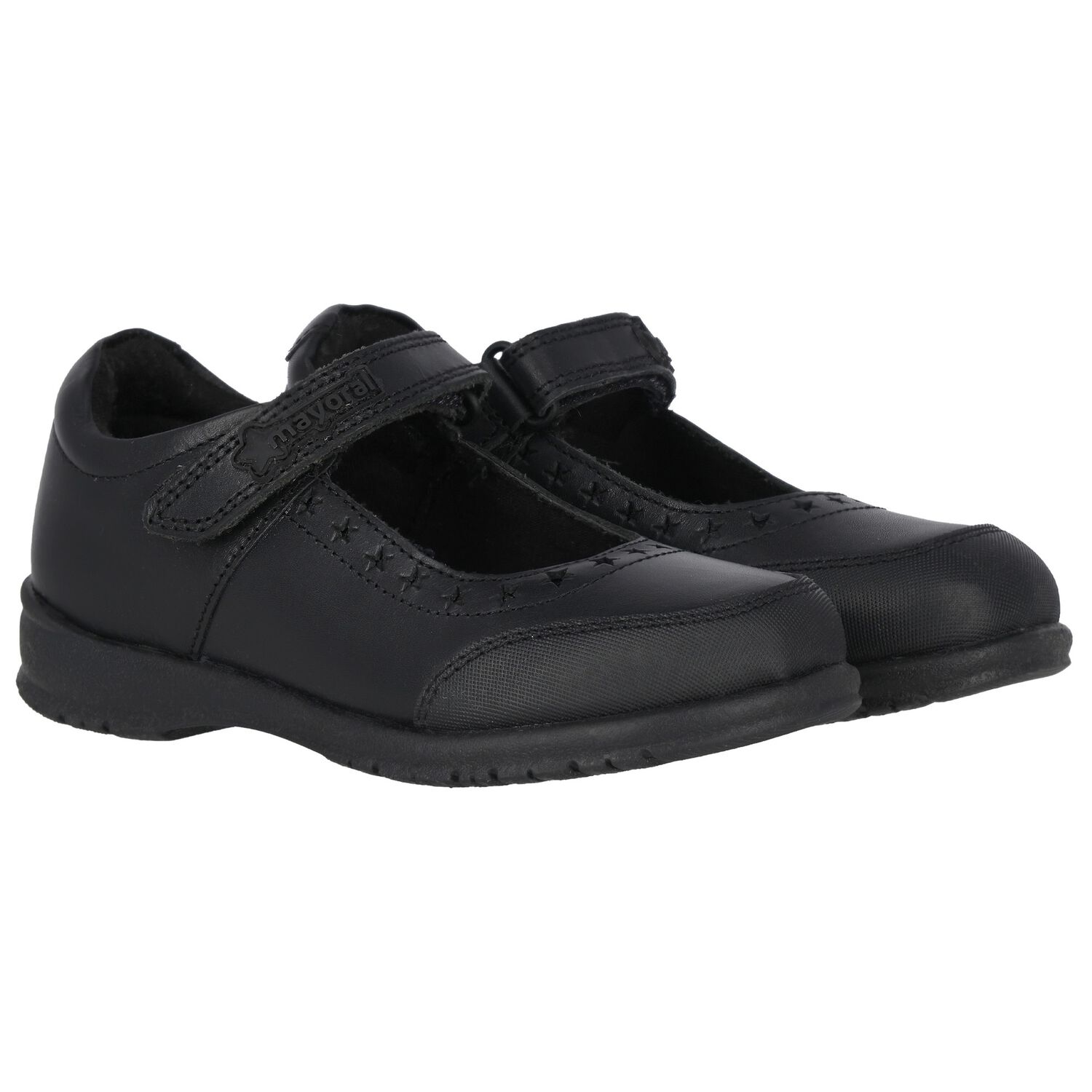 أحذية جلدية سوداء للبنات, 1, hi-res