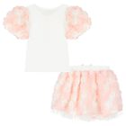 Girls Ivory & Pink Roses Skirt Set, 1, hi-res