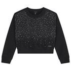 Girls Black Logo Rhinestone Sweatshirt, 1, hi-res