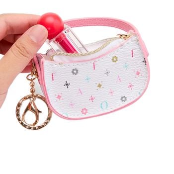 Girls White & Pink Mini Handbag Keychain ( 10CM )