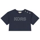Girls Navy Blue Logo T-Shirt, 2, hi-res