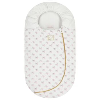 مدس للبنات بالشعار بفيونكه باللون الابيض 