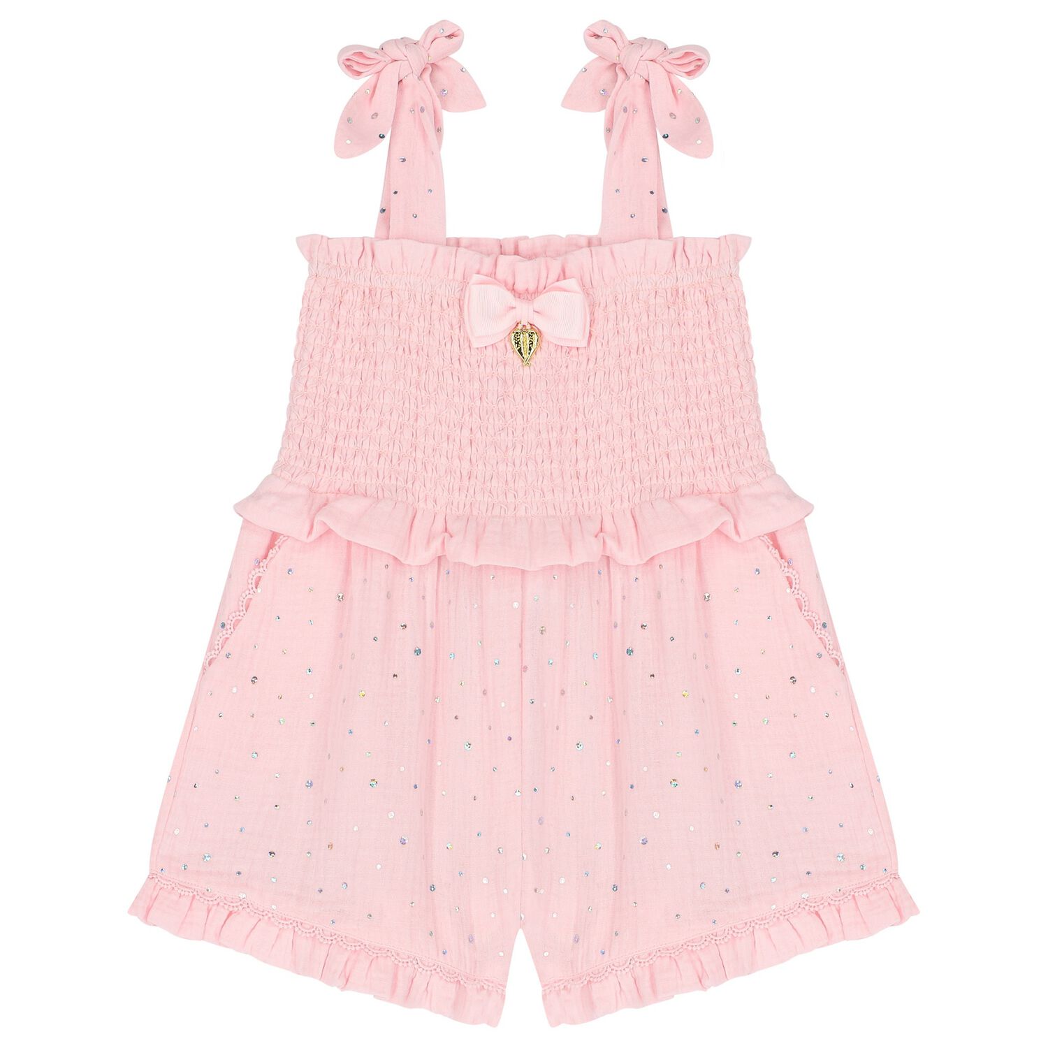 Girls Pink Sequin Playsuit, 1, hi-res image number null