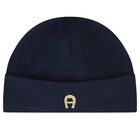 Baby Boys Navy Blue & Gold Hat, 3, hi-res