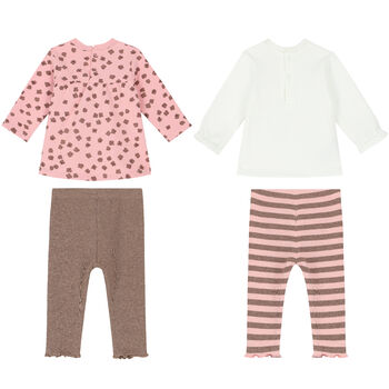 Baby Girls White, Pink & Beige Leggings Set ( 2-Pack ) 