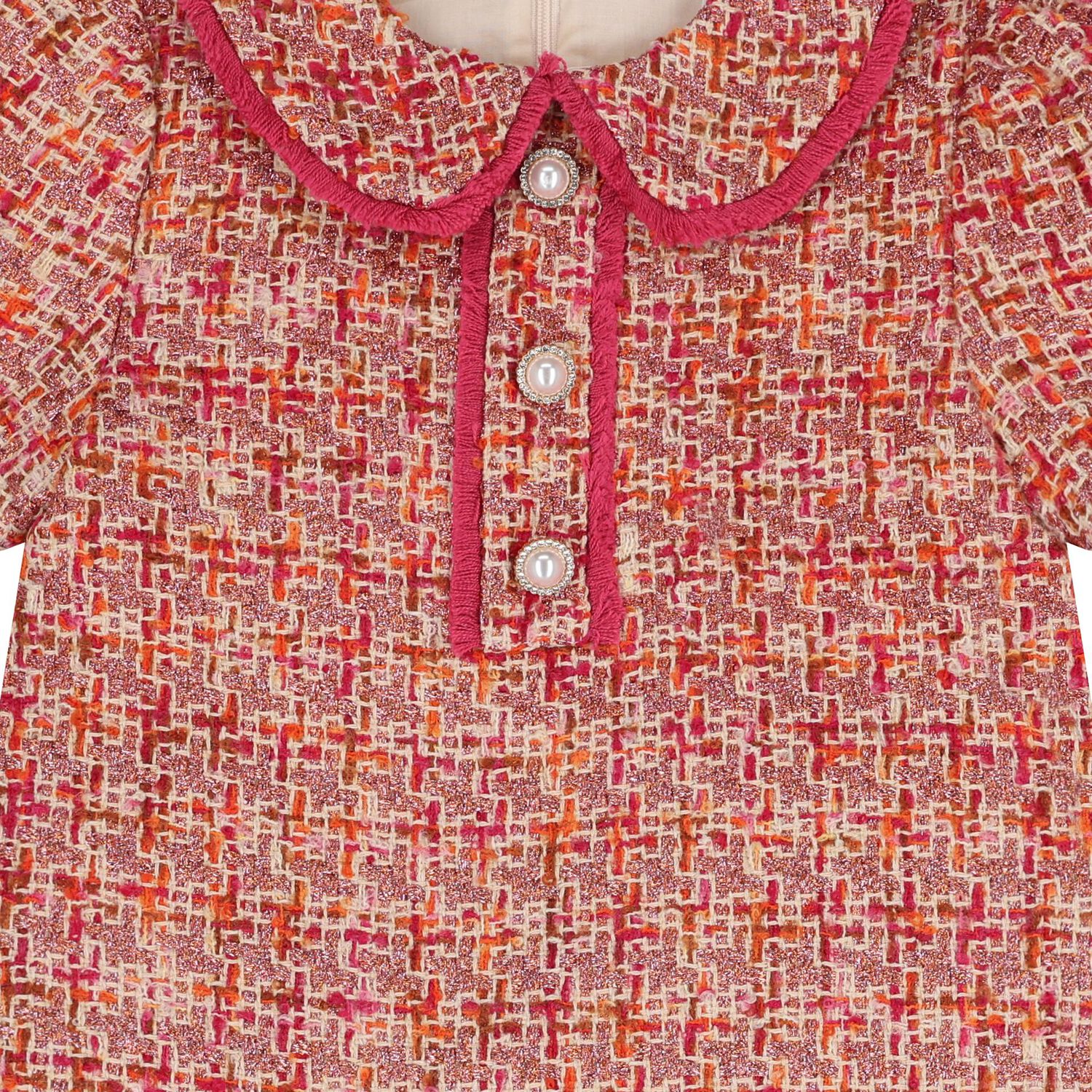 Girls Fuchsia Tweed Dress, 1, hi-res
