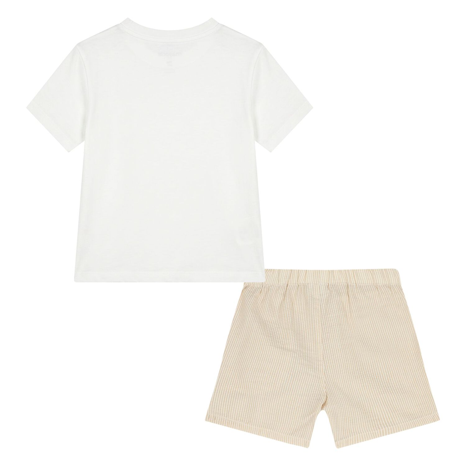 Younger Boys Beige & White Striped Shorts Set, 2, hi-res