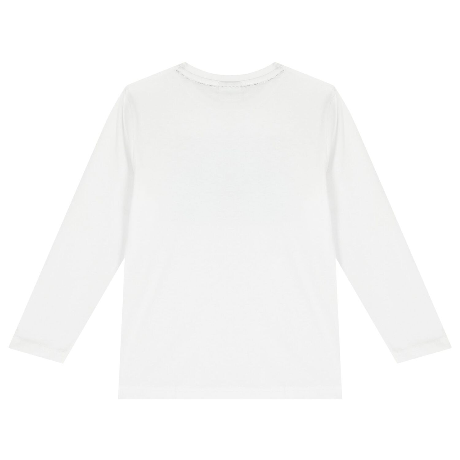 Boys White Logo Long Sleeve Top, 3, hi-res
