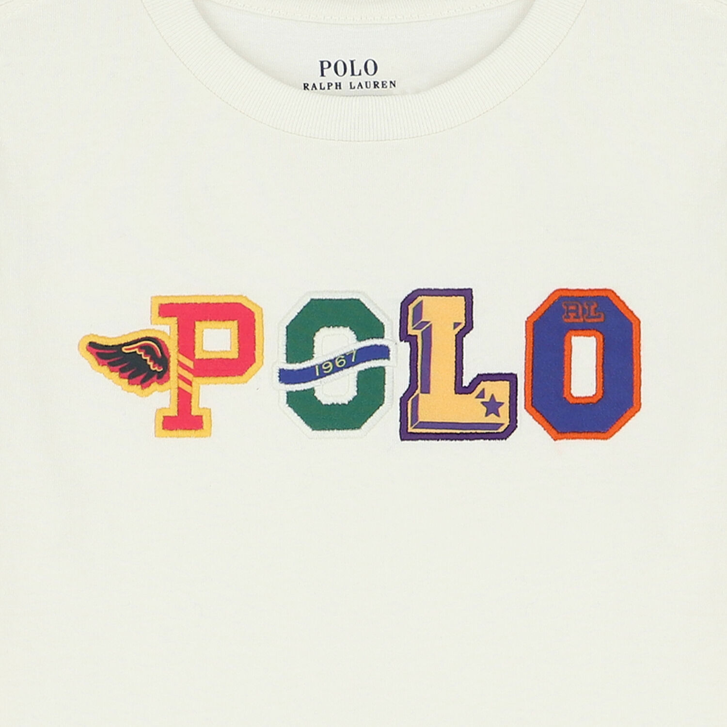 تيشيرت بالشعار باللون العاجي للبنات, 1, hi-res