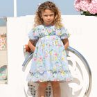 فستان بنات شيفون بطبعة باللون الأزرق, 1, hi-res