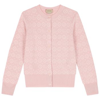 Girls Pink Logo Cardigan