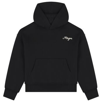 Boys Black Logo Hooded Top