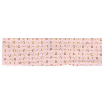 Baby Girls Pink & Gold Pima Cotton Logo Headband