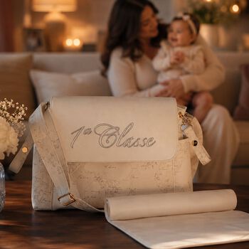 Ivory & Beige Geo Map Baby Changing Bag