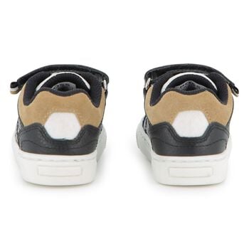 Boys Black, White & Beige Logo Trainers