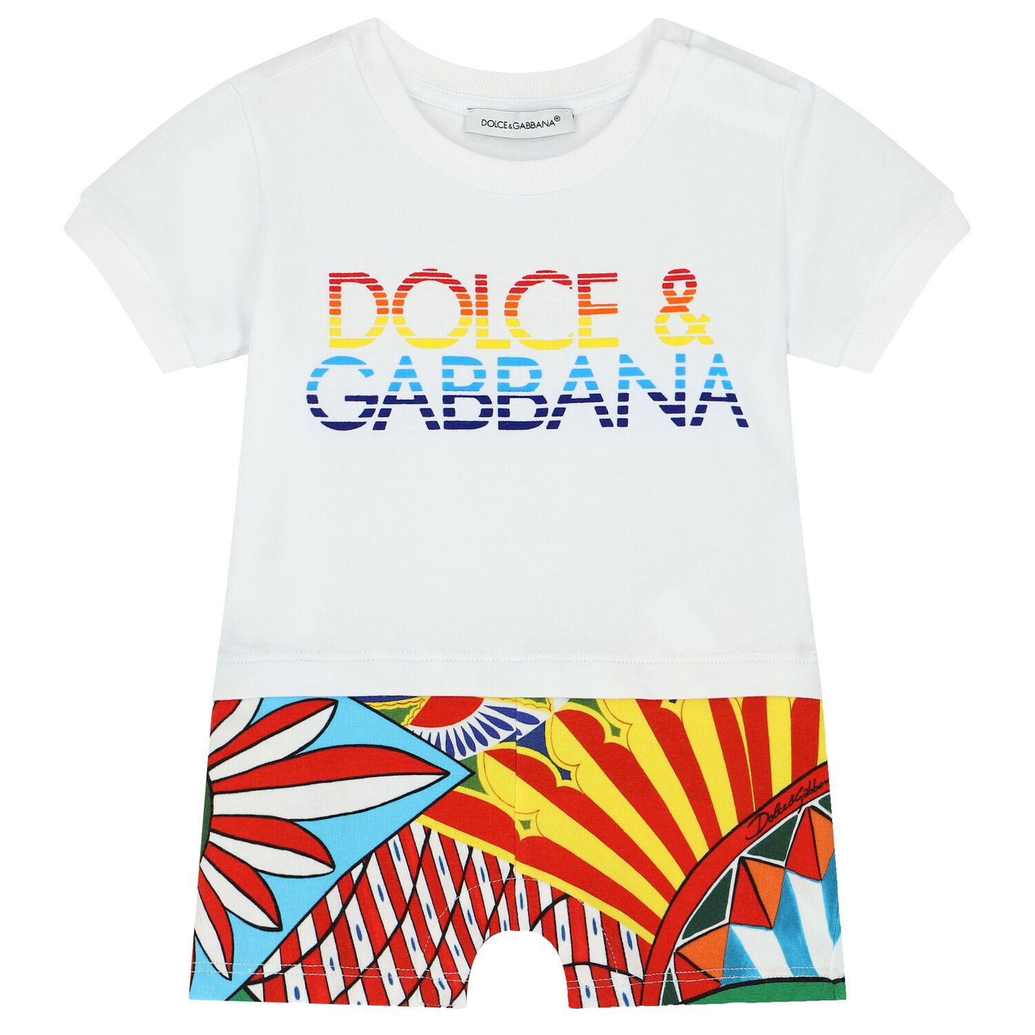 Baby Boys White Logo Romper, 1, hi-res image number null