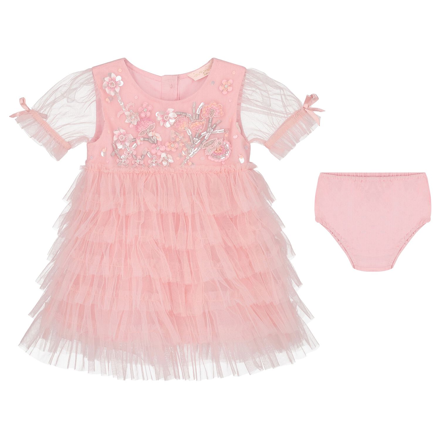 Baby Girls Pink Sequins Tulle Dress Set, 1, hi-res image number null