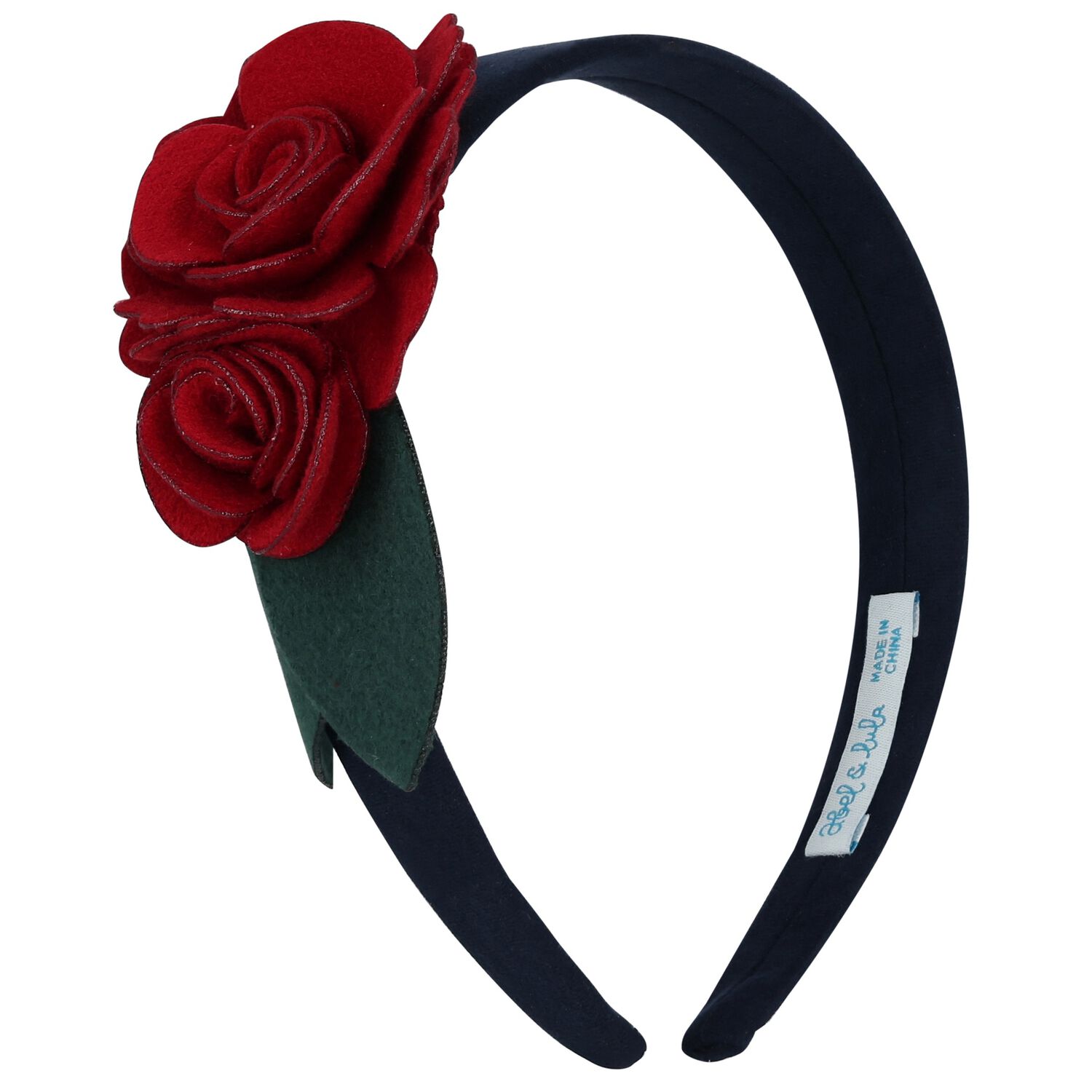 Girls Navy Blue Flower Headband, 1, hi-res