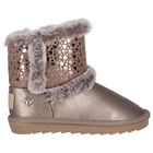 Girls Bronze Faux Leather Boots, 2, hi-res