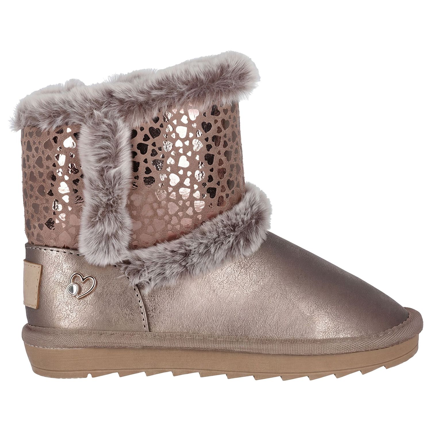 Girls Bronze Faux Leather Boots, 2, hi-res