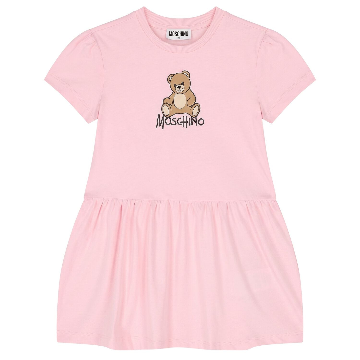 Girls Pink Teddy Bear Logo Dress, 2, hi-res