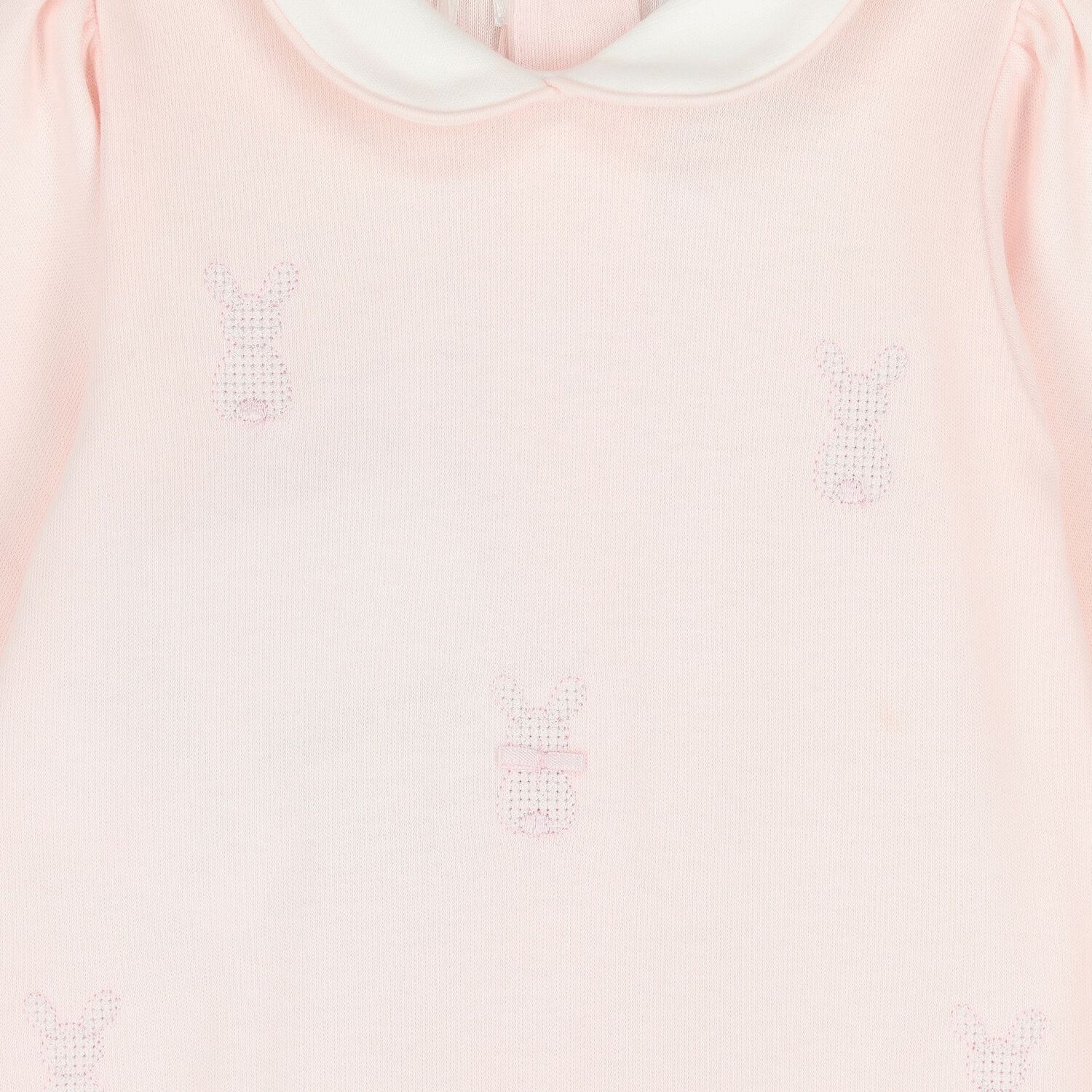 Baby Girls Pink Embroidered Bunnies Babygrow Set, 1, hi-res