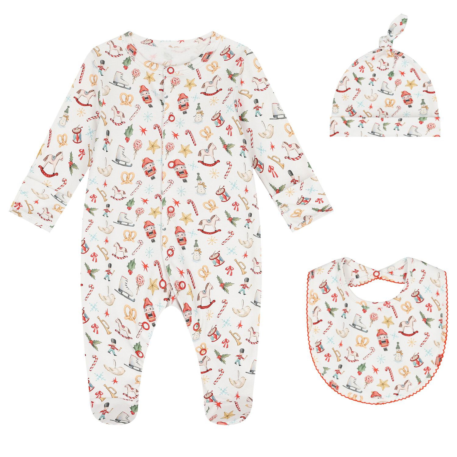 طقم أفرول هدايا بشعار احتفالي باللون الأبيض, 1, hi-res