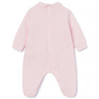Baby Girls Pink Flower Babygrow, 1, hi-res